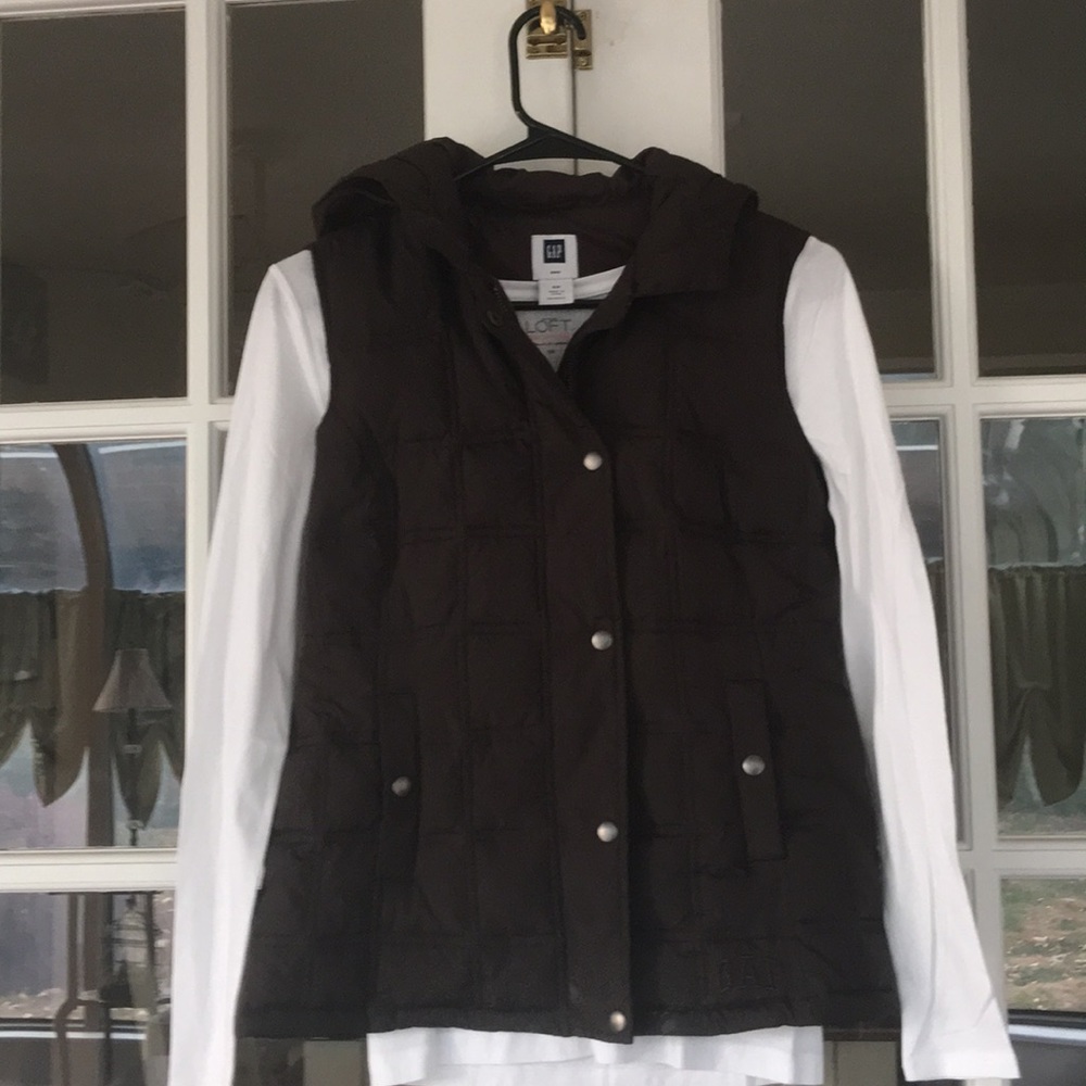 GAP brown hooded vest XS